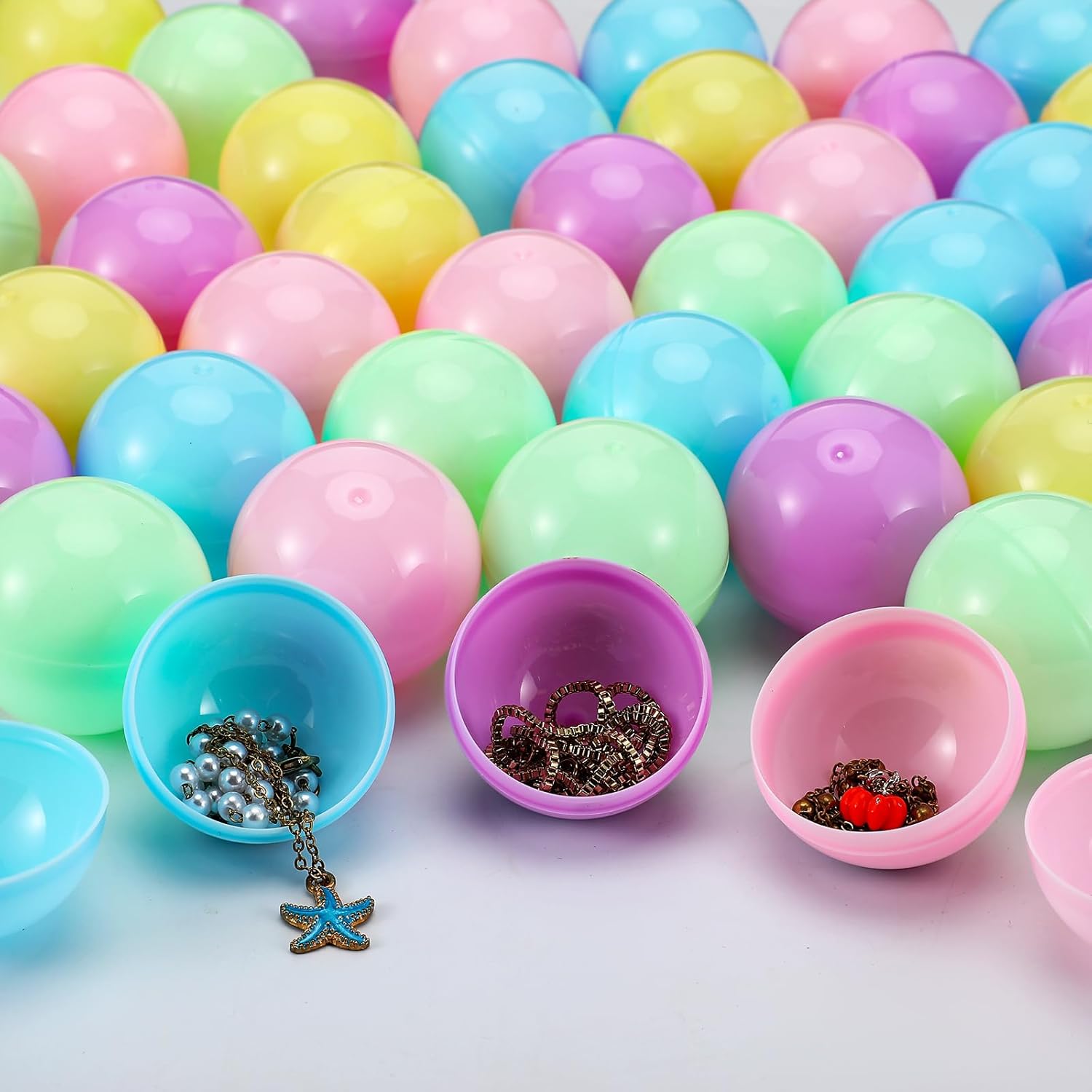 Sosation 150 Pcs 2 Inch Gumball Vending Machine Capsules Empty Round Plastic Containers Toy for Prizes Party Favors(Pastel Color) - Image 6