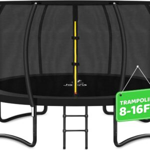 JELENS Trampoline 8FT 10FT 12FT 14FT 15FT 16FT, Recreational Trampolines with Enclosure Net, Outdoor Anti-Rust Trampolines for Kids and Adults, ASTM Approved