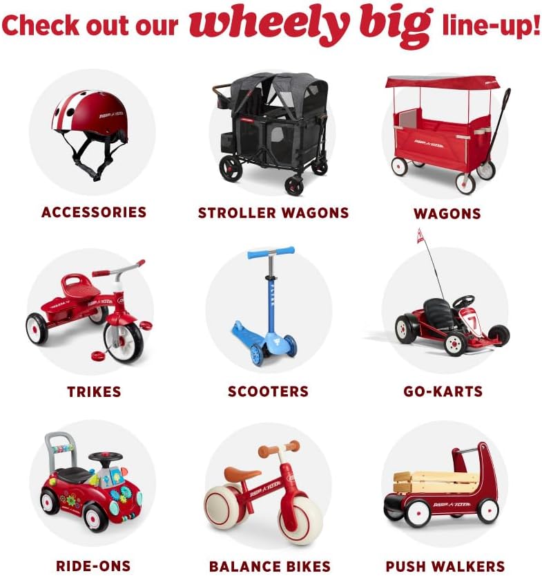 Radio Flyer City Luxe Stroll 'N Wagon, for Ages 1+, 3-in-1 Push or Pull, with Bench Mode, Easy Fold, UV Canopy, 5-Point Harnesses, Front Caster Wheels & 12" Rear Wheels, Stroller Wagon for Kids - Image 17