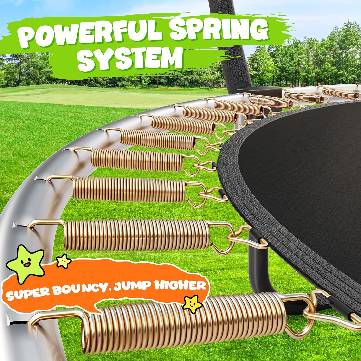 JELENS Trampoline 8FT 10FT 12FT 14FT 15FT 16FT, Recreational Trampolines with Enclosure Net, Outdoor Anti-Rust Trampolines for Kids and Adults, ASTM Approved - Image 3