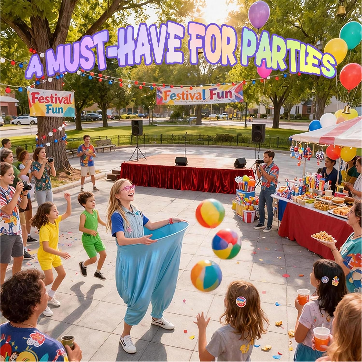 Granny Pants Yard Game,Granny Pants Outdoor Game - Oversized Giant Pants with Bouncy Balls & Pump,Backyard Parties,Field Day Fun for Adults - Image 2