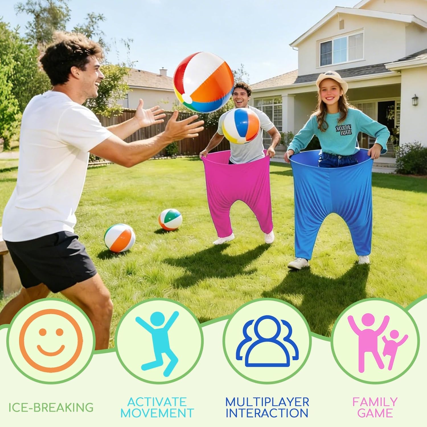 Granny Pants Yard Game,Granny Pants Outdoor Game - Oversized Giant Pants with Bouncy Balls & Pump,Backyard Parties,Field Day Fun for Adults - Image 3