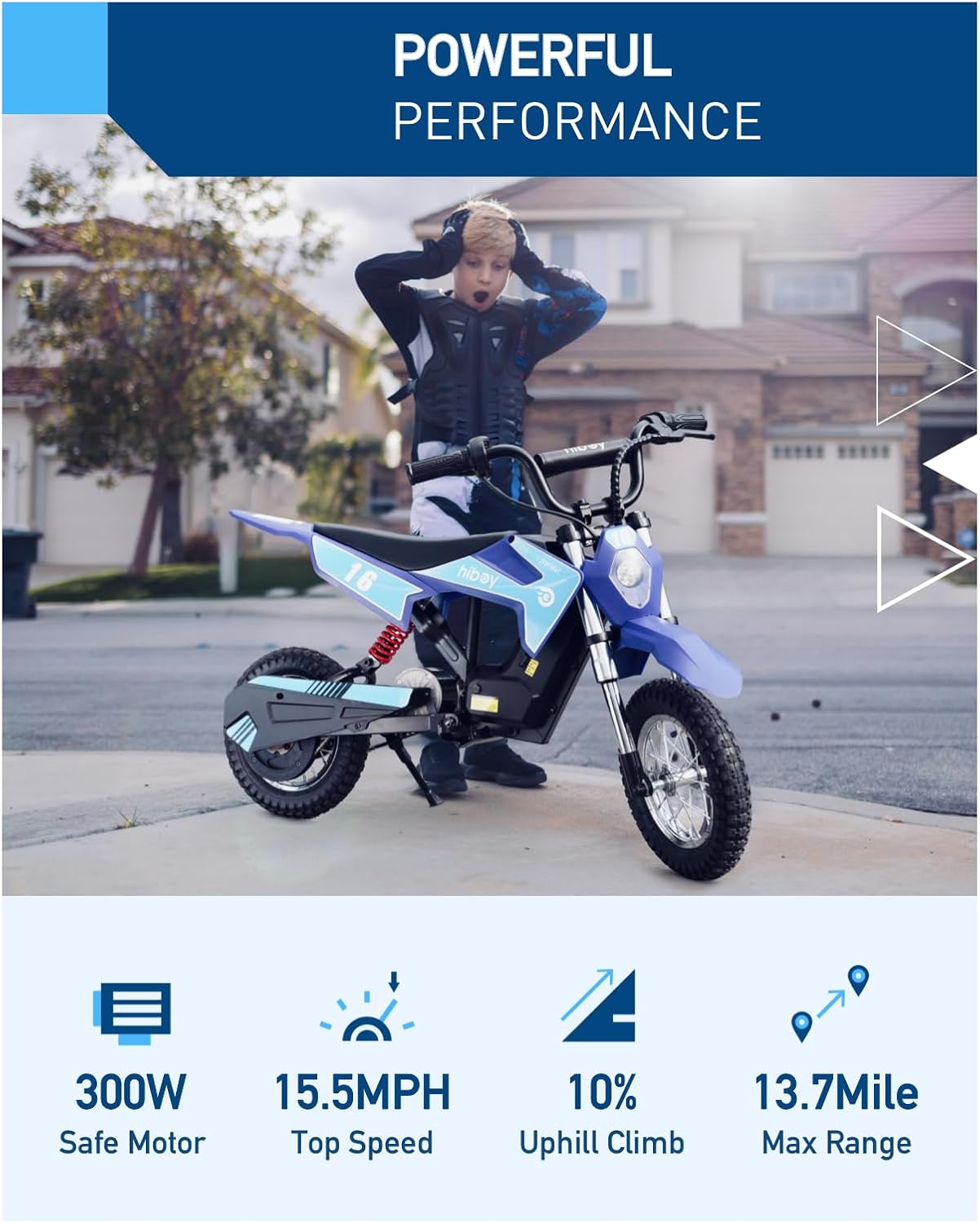 Hiboy DK1 36V Electric Dirt Bike,300W Electric Motorcycle - Up to 15.5MPH & 13.7 Miles Long-Range,3-Speed Modes Motorcycle for Kids Ages 3-10 - Image 2
