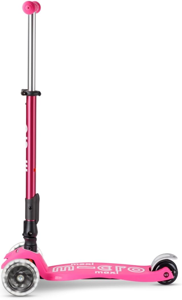Micro Kickboard | Maxi Foldable LED Kids Scooter for Ages 5-12 | Children up to 110 lbs | 3 Wheel Lean-to-Steer Design | Adjustable T Bar | Smooth Ride, Motion Activated PU LED Wheels | Swiss Design - Image 6