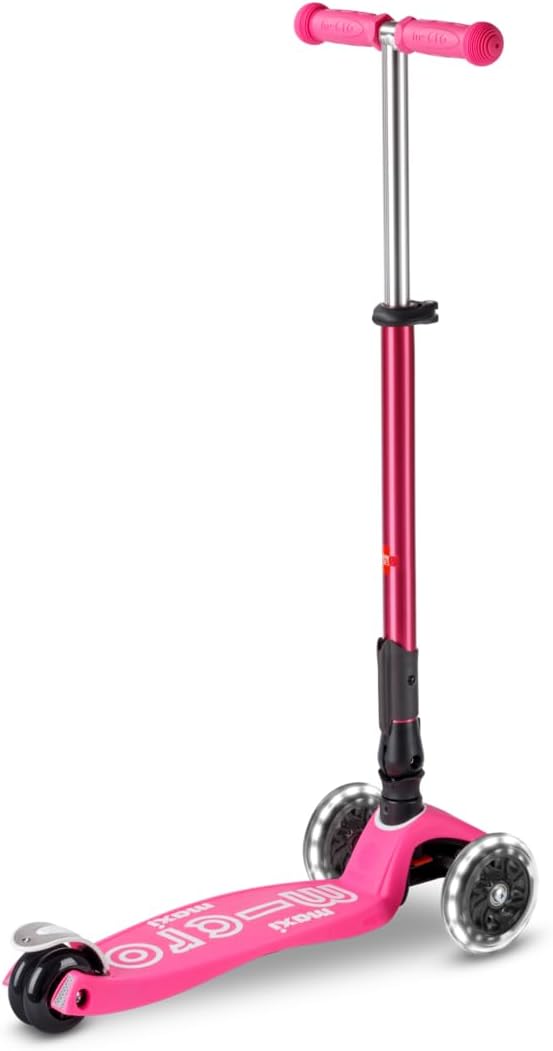 Micro Kickboard | Maxi Foldable LED Kids Scooter for Ages 5-12 | Children up to 110 lbs | 3 Wheel Lean-to-Steer Design | Adjustable T Bar | Smooth Ride, Motion Activated PU LED Wheels | Swiss Design - Image 8