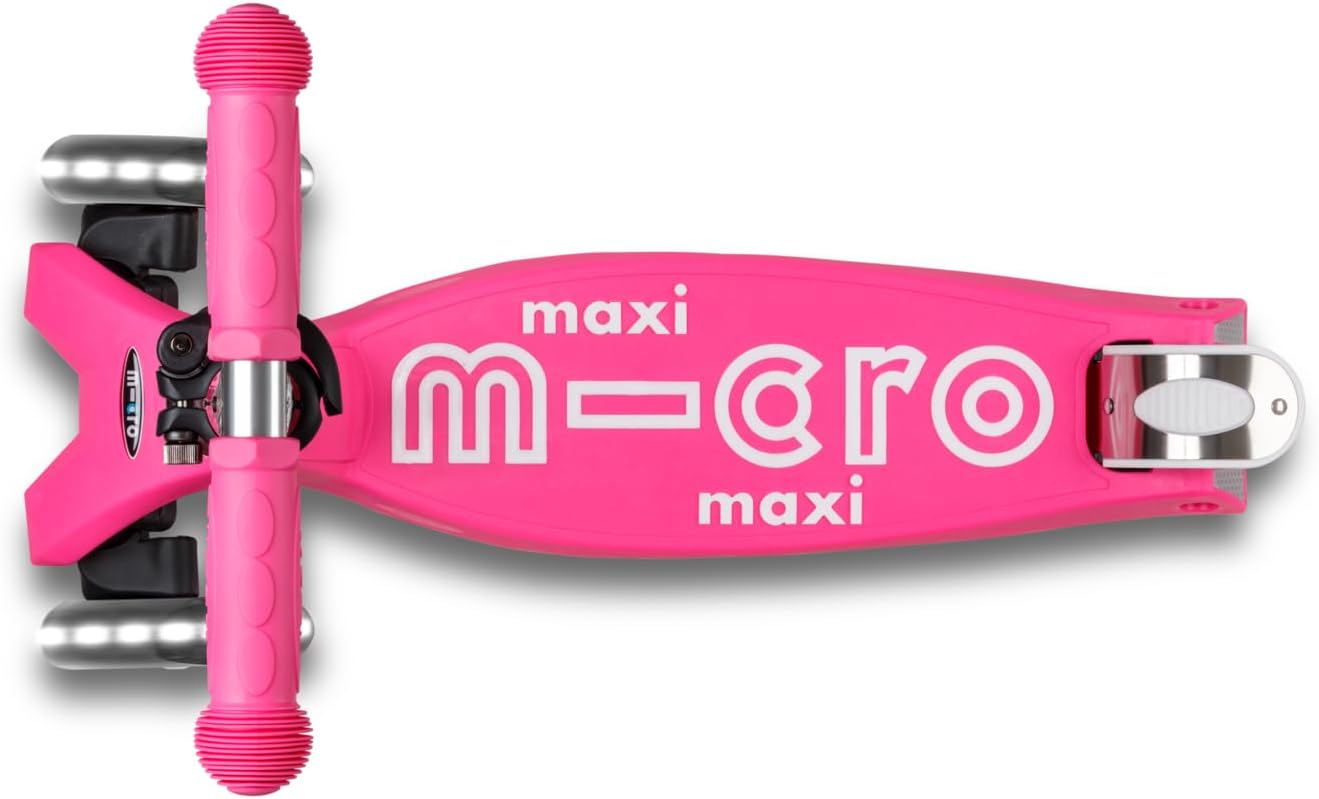 Micro Kickboard | Maxi Foldable LED Kids Scooter for Ages 5-12 | Children up to 110 lbs | 3 Wheel Lean-to-Steer Design | Adjustable T Bar | Smooth Ride, Motion Activated PU LED Wheels | Swiss Design - Image 5