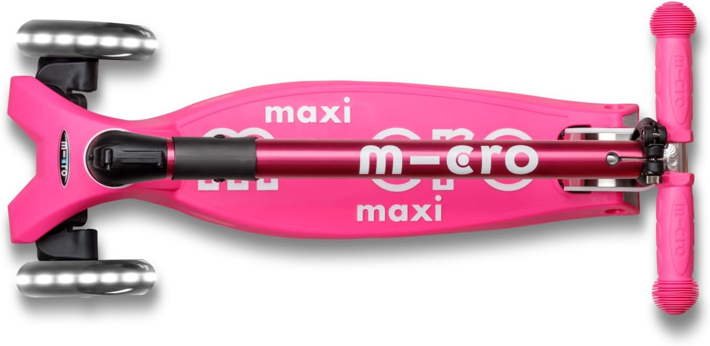 Micro Kickboard | Maxi Foldable LED Kids Scooter for Ages 5-12 | Children up to 110 lbs | 3 Wheel Lean-to-Steer Design | Adjustable T Bar | Smooth Ride, Motion Activated PU LED Wheels | Swiss Design - Image 7