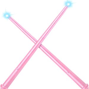 Gejoy 2 Piece Magic Light up Wand for Kids with Sound Lights, Wizard Witch Fairy Cosplay Toy Halloween Birthday Gift(Pink)