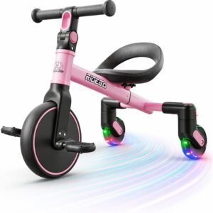 Ridego 3-in-1 Toddler Tricycle for 2-5 Years, Drift Trike with 360° Spin, Light Up Wheels, Adjustable Seat, Toddler Bike for Boys Girls