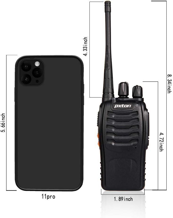 pxton Walkie Talkies Rechargeable Long Range Two-Way Radios with Earpieces,2-Way Radios UHF Handheld Transceiver Walky Talky with Flashlight Li-ion Battery and Charger(2 Pack) - Image 3