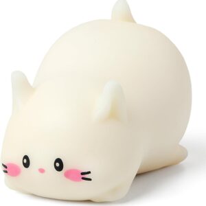 Cat Stress Balls, Cute Cat Squishy Toys for Kids and Adults, Stress Relief Sensory Toys (White), Fidget Toys Squishy Suitable Boys Girls, Animal Dough Squishies Squeeze Toys, Party Favors for Kids