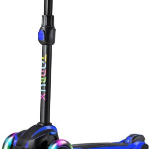 TONBUX Kids Scooter for Age 3-12, Toddler Scooter with 4 Adjustable Heights, Light Up 3-Wheels Scooter, Shock Absorption Design, Lean to Steer, Balance Training Scooter for Kids