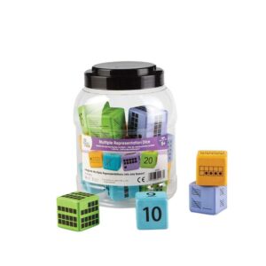 hand2mind Math Activity Dice Set, Foam Math Dice for Kids Ages 5-8, 6 Sided Die Represents A Number, Ten Frame, Tally Marks, Or Base Ten, Early Math Homeschool Supplies (Set of 16)