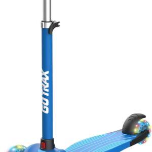 Gotrax KS1 Kids Kick Scooter, LED Lighted Wheels and 3 Adjustable Height Handlebars, Lean-to-Steer & Widen Anti-Slip Deck, 3 Wheel Scooter for Boys & Girls Ages 2-8 and up to 110 Lbs