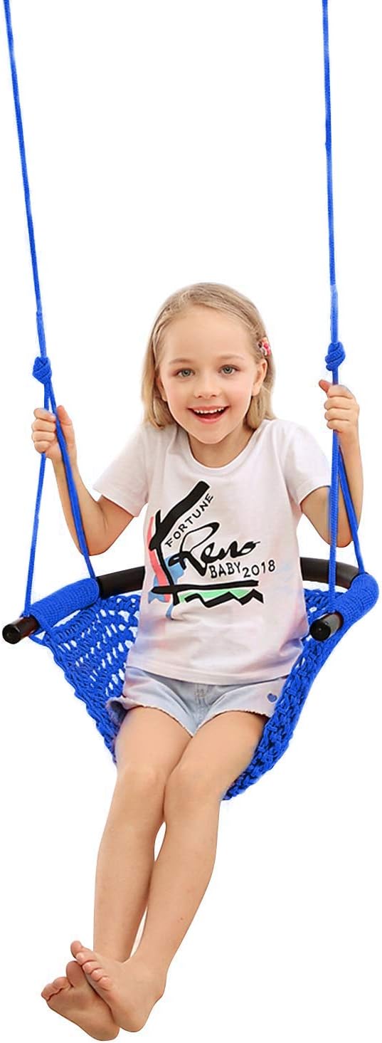 Swing Seat for Kids Heavy Duty Rope Play Secure Children Swing Set,Perfect for Indoor,Outdoor,Playground,Home,Tree,with Snap Hooks and Swing Straps,440 lbs Capacity,Blue - Image 9