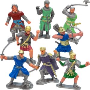 Liberty Imports 8 PCS Medieval Knight Figures – Toy Soldiers Free-Standing Figurines with Realistic Details, Medieval Party Decorations and Cake Toppers, Knight Party Favors for Kids