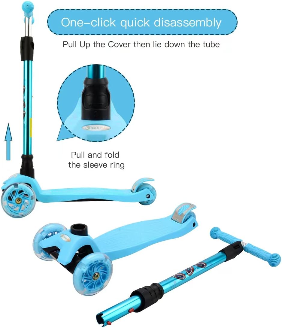 3 Wheel Scooter for Kids Ages 6-12,Kids Scooter with Light Up Wheels, Sturdy Deck Design, and 4 Height Adjustable Suitable for Kid Ages 3-12 - Image 4