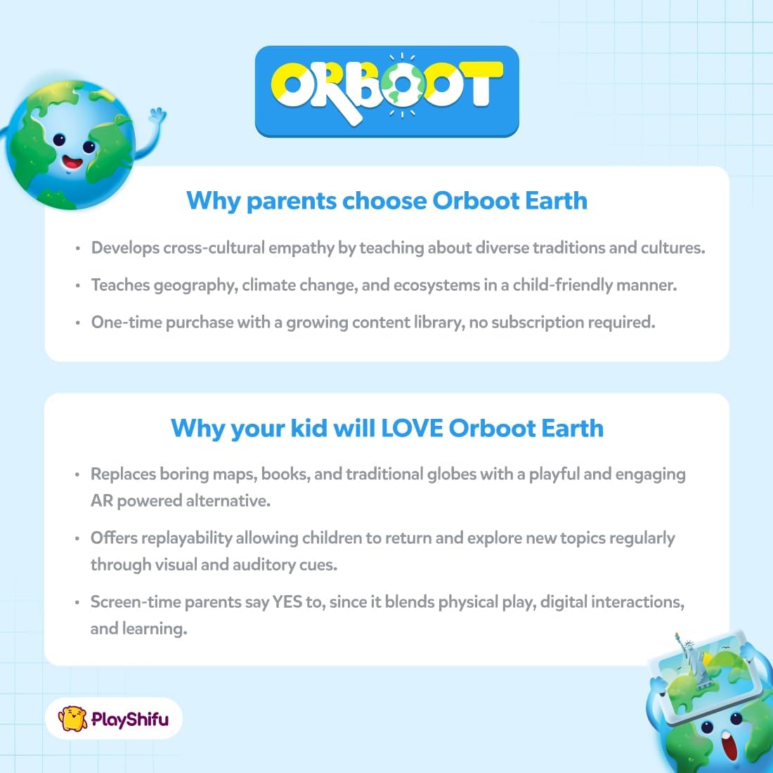 PlayShifu Globe for Kids– Orboot Earth: Interactive Kids Globe with 1000+ Facts on Animals, Places & Monuments | Tech-Powered Learning Toy & STEM Gift for Kids Ages 4–10 - Image 7