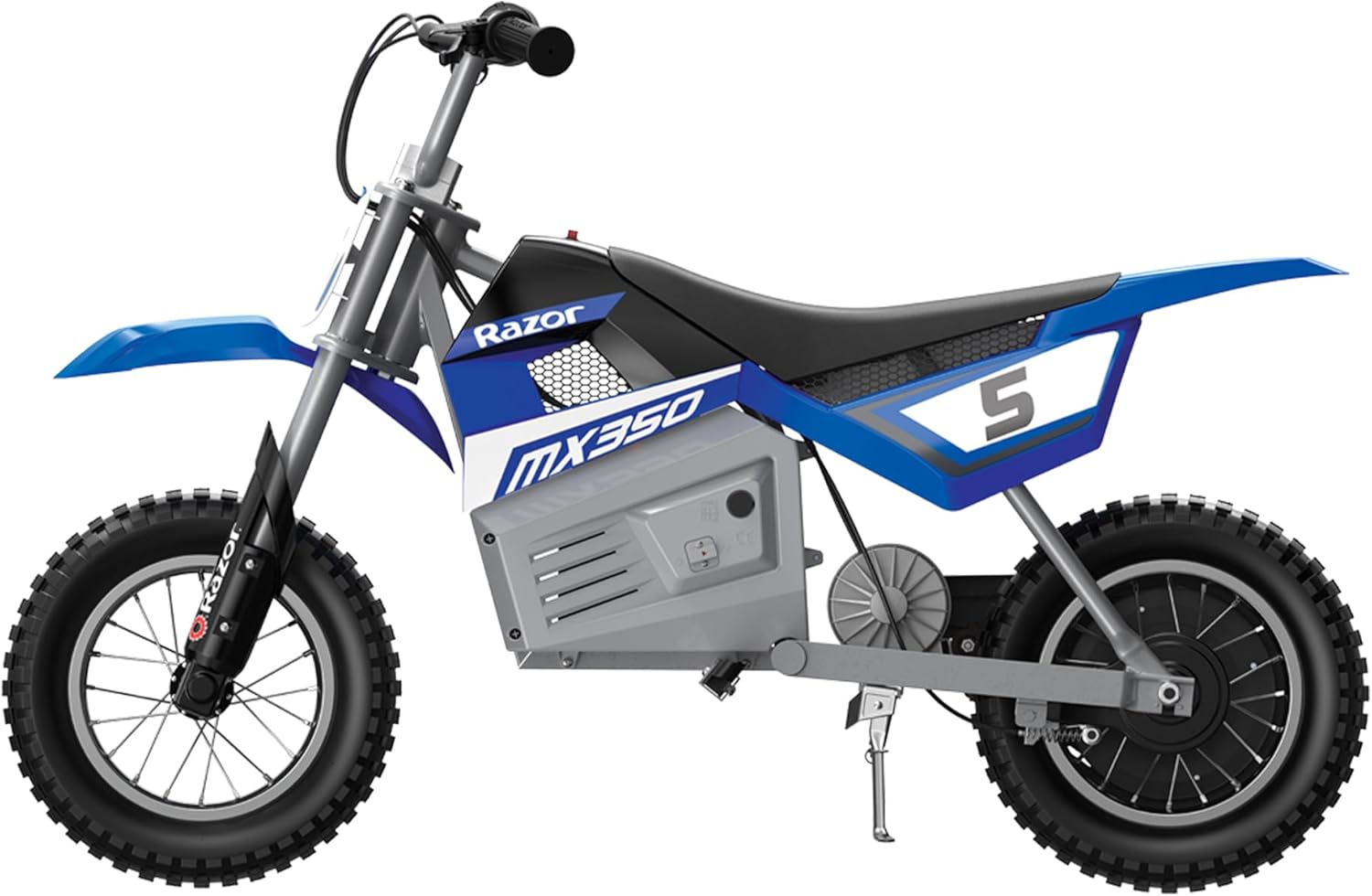 Razor MX350 Dirt Rocket Electric Bike for Kids Ages 8+, 140 lb Max Weight, Blue – 24V Battery, Up to 14 Mph, 30-Min Ride Time on High Speed, Twist-Grip Throttle, Spoked Wheels w/ 12” Pneumatic Tires - Image 9