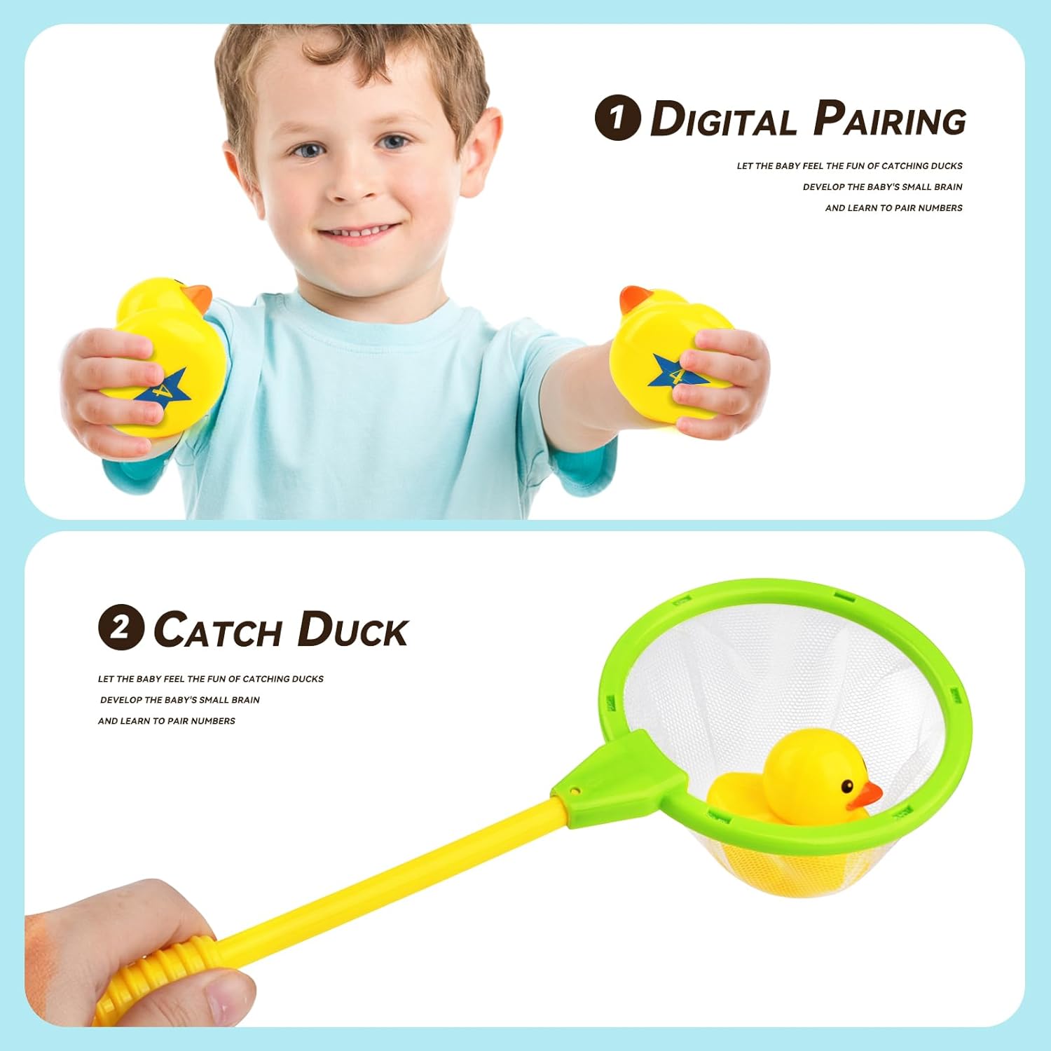 Duck Matching Game Toys for Kids - 20 Plastic Ducks with Numbers,34" x 7" Kiddie Pool | Storage Bag, 2 Nets - Fun Memory Games - Water Outdoor Game for Children,Preschoolers,Birthday Party Carnival - Image 3
