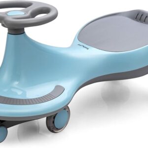 BABY JOY Wiggle Car for Kids, Swing Car with LED Flashing Wheels, No Batteries, Gears or Pedals, Uses Twist, Turn, Wiggle Movement to Steer, Ride-on Toy for Boys Girls 3 Year Old and Up (Blue)