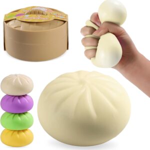 Dumpling Squishy Mystery Box, Dumplings Squeeze Stress Balls for Kids & Adults, Sensory Fidget Toys for Anxiety Relief, Crazy Fun Squishy Dumpling Ideal Gift for Boys,Girls,Teens(White)