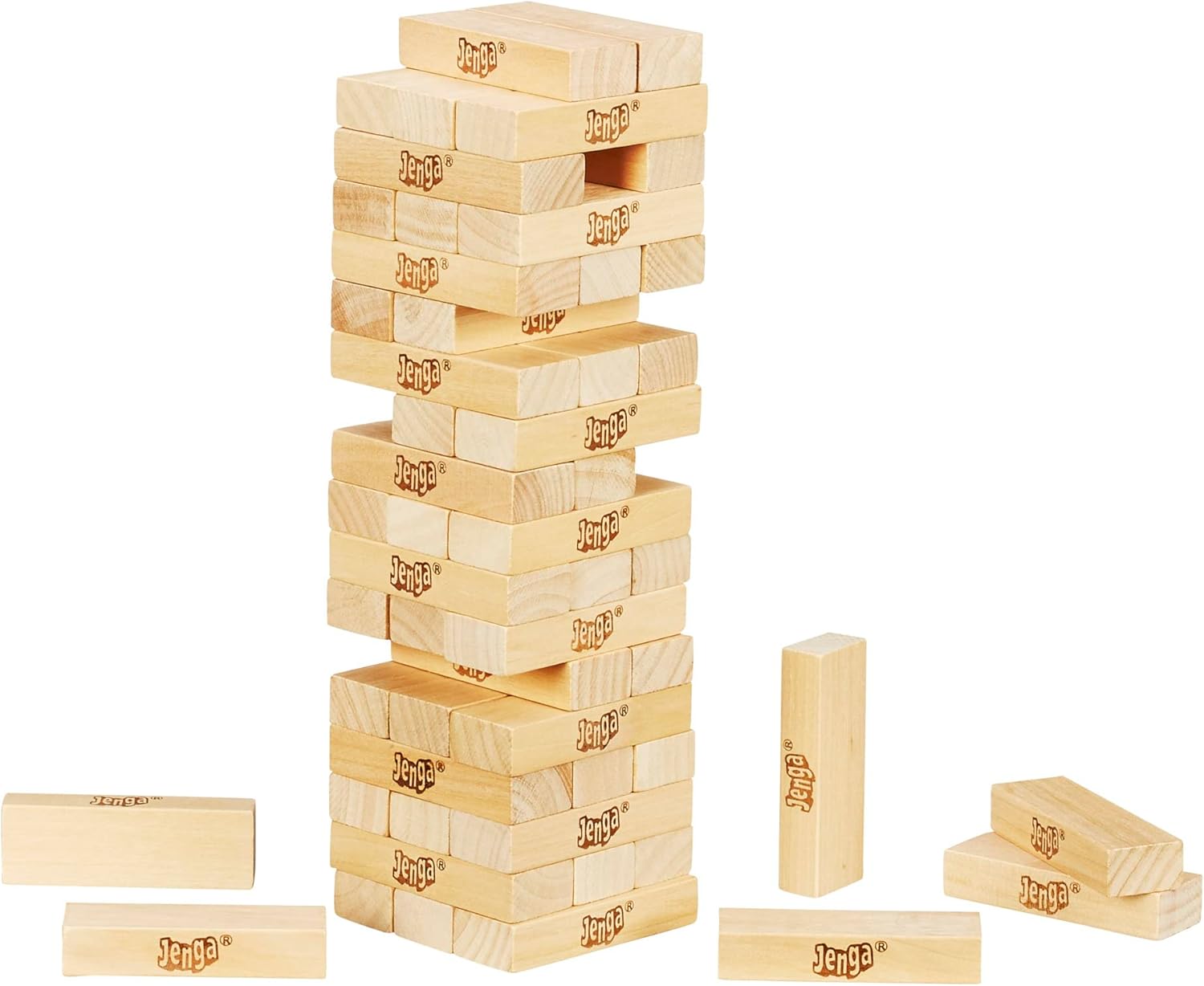 Hasbro Gaming Jenga Wooden Blocks Stacking Tumbling Tower Game | Party Games for Kids & Families | Stocking Stuffers | Ages 6+ (Amazon Exclusive) - Image 2