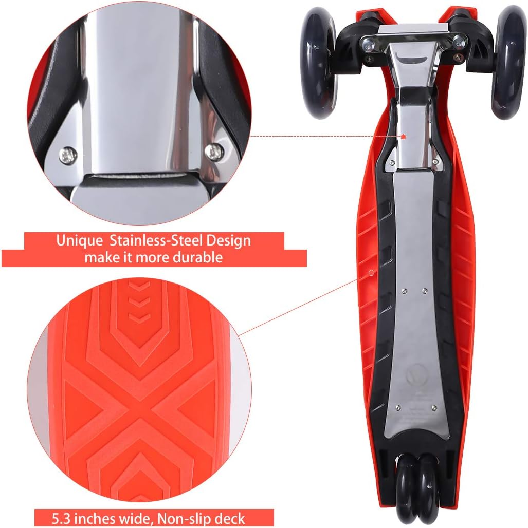 3 Wheel Scooter for Kids Ages 6-12,Kids Scooter with Light Up Wheels, Sturdy Deck Design, and 4 Height Adjustable Suitable for Kid Ages 3-12 - Image 3
