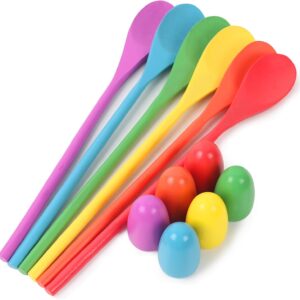 LovesTown 12 PCS Egg Spoon Race Game Sets, Wooden Balance Relay Games for Kids Carnival Birthday Party Outdoor Spring Group Obstacle Course Game Field Day Party Favors