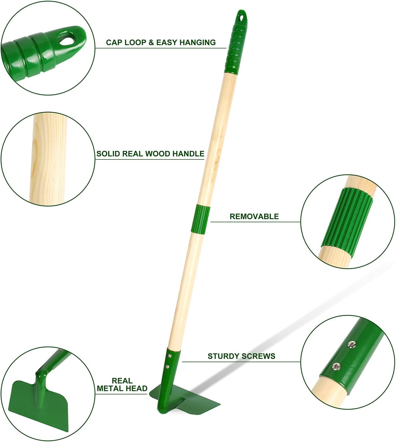 Duckura Kids Gardening Tools Set - 7pcs Wheelbarrow Set for Kids with Shovel, Rake, Leaf Rake, Summer Outdoor Yard Digging Weed Birthday Gifts Toys, Easter for Boys Girls Age 2 3+ Years(Green) - Image 6