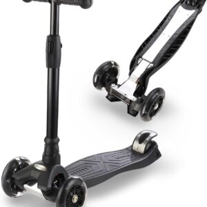 3 Wheel Scooter for Kids Ages 6-12,Kids Scooter with Light Up Wheels, Sturdy Deck Design, and 4 Height Adjustable Suitable for Kid Ages 3-12