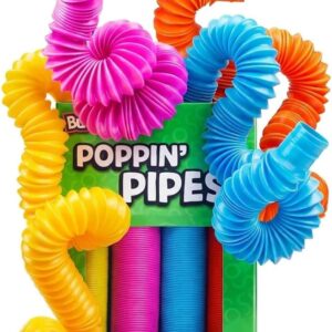 BUNMO Pop Tubes – Sensory Toys – Fidget Toys – Imaginative Play & Stimulating Creative Learning – Hours of Fun for Kids – Tons of Ways to Play – Non-Mouthable Toy 3+ – 4 Pack Large