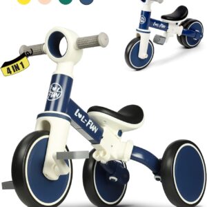 LOL-FUN Toddler Balance Bike for 1 2 Year Old Boys Girls Birthday Gift Toy, Baby Tricycle for Toddlers 1-3 Years Present, 4 in 1 Kids Trike for Ages 2-4 with Removable Pedal