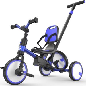 besrey 5-in-1 Toddler Tricycle with Push Handle, Grow with Me Kids Trike for 1-3 Years, Balance Bike & Tricycle, Adjustable Parent Steering, Safety Seat with Backrest