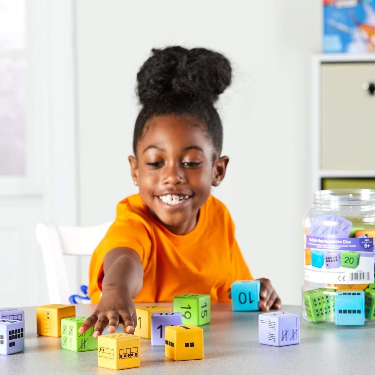 hand2mind Math Activity Dice Set, Foam Math Dice for Kids Ages 5-8, 6 Sided Die Represents A Number, Ten Frame, Tally Marks, Or Base Ten, Early Math Homeschool Supplies (Set of 16) - Image 9