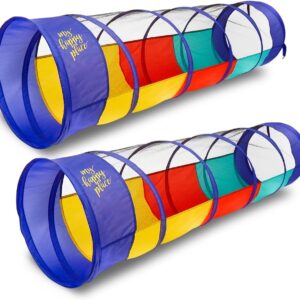 Kiddey Play Tunnel Pop Up Tunnel Toys for Toddlers, Kids Multicolored Tunnel for Indoor/Outdoor Fun, Crawl & Play, Obstacle Course for Kids Gifts for Toddlers – Balls Not Included (2 Pk)