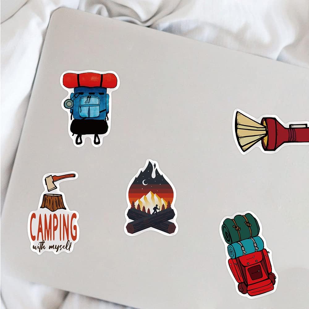 Outdoor Hiking Adventure Camping Water Bottle Stickers,50Pcs Kids Aesthetic Vinyl Waterproof Decorative Sticker,Luggage Motorcycle Wilderness Nature Decals for Camper Boys Adults Teens Girls - Image 5