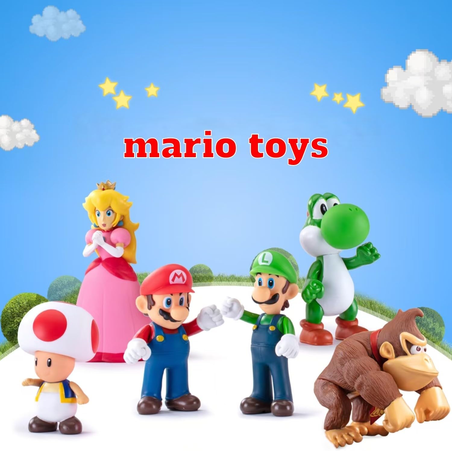 Mario Figures 6 Pack Mario Bros Toys Set Eco-Friendly PVC Mario Action Figures Gift for Kids Ages 3+, Movie Fans, Collector (4-6 Inch) - Image 2