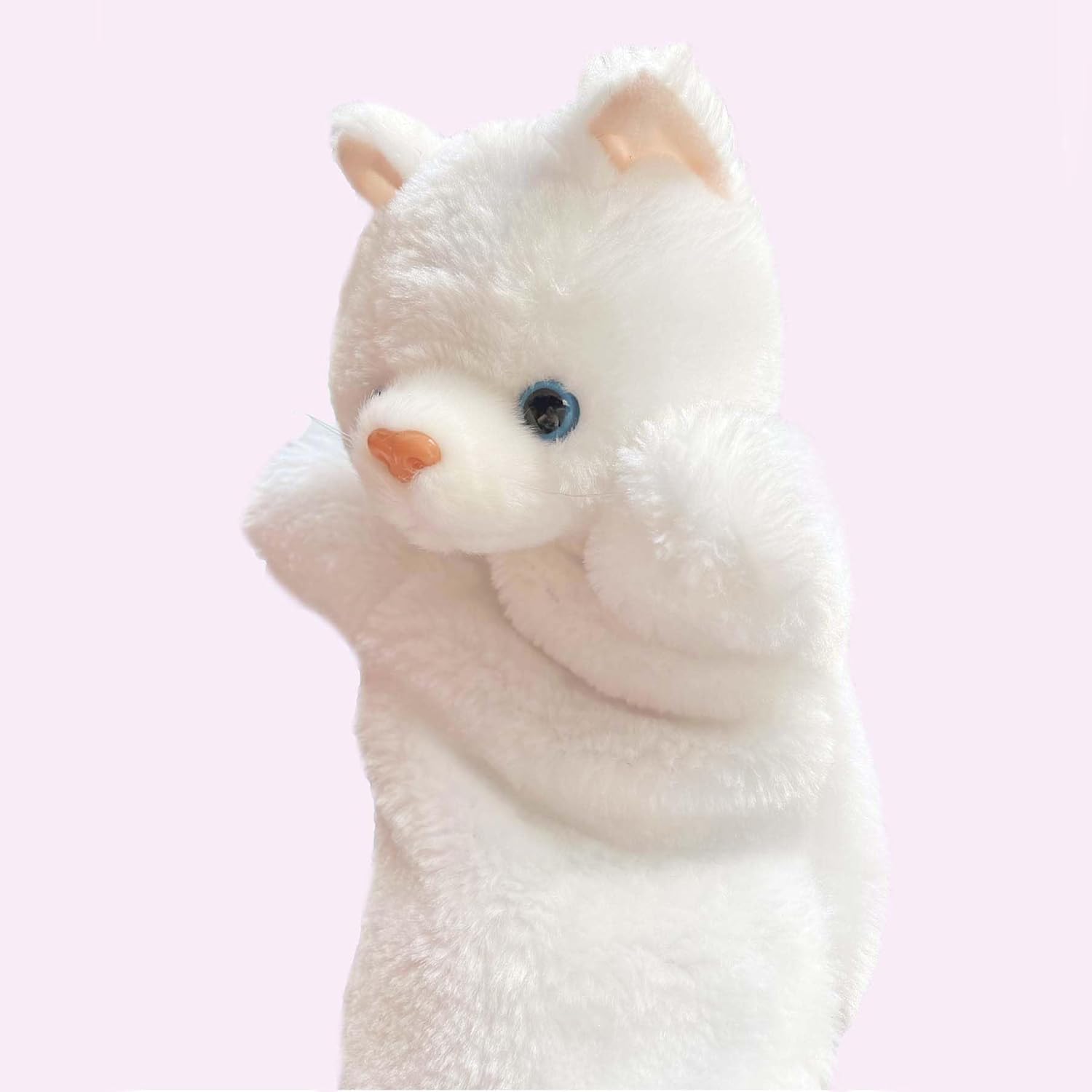 Cat Hand Puppets Kitten Plush Animal Toys Dolls for Kids Imaginative Pretend Play Storytelling White - Image 6
