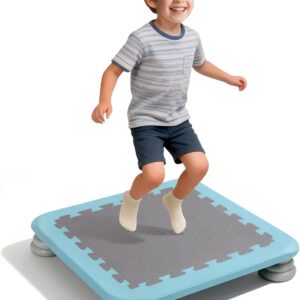 Mini Trampoline Bounce Board for Kids, 25 Inch Sensory Trampoline Indoor Outdoor for Balance & Coordination, Non-Slip Rebounder Board for Toddlers & Children, Max Load 220 lbs