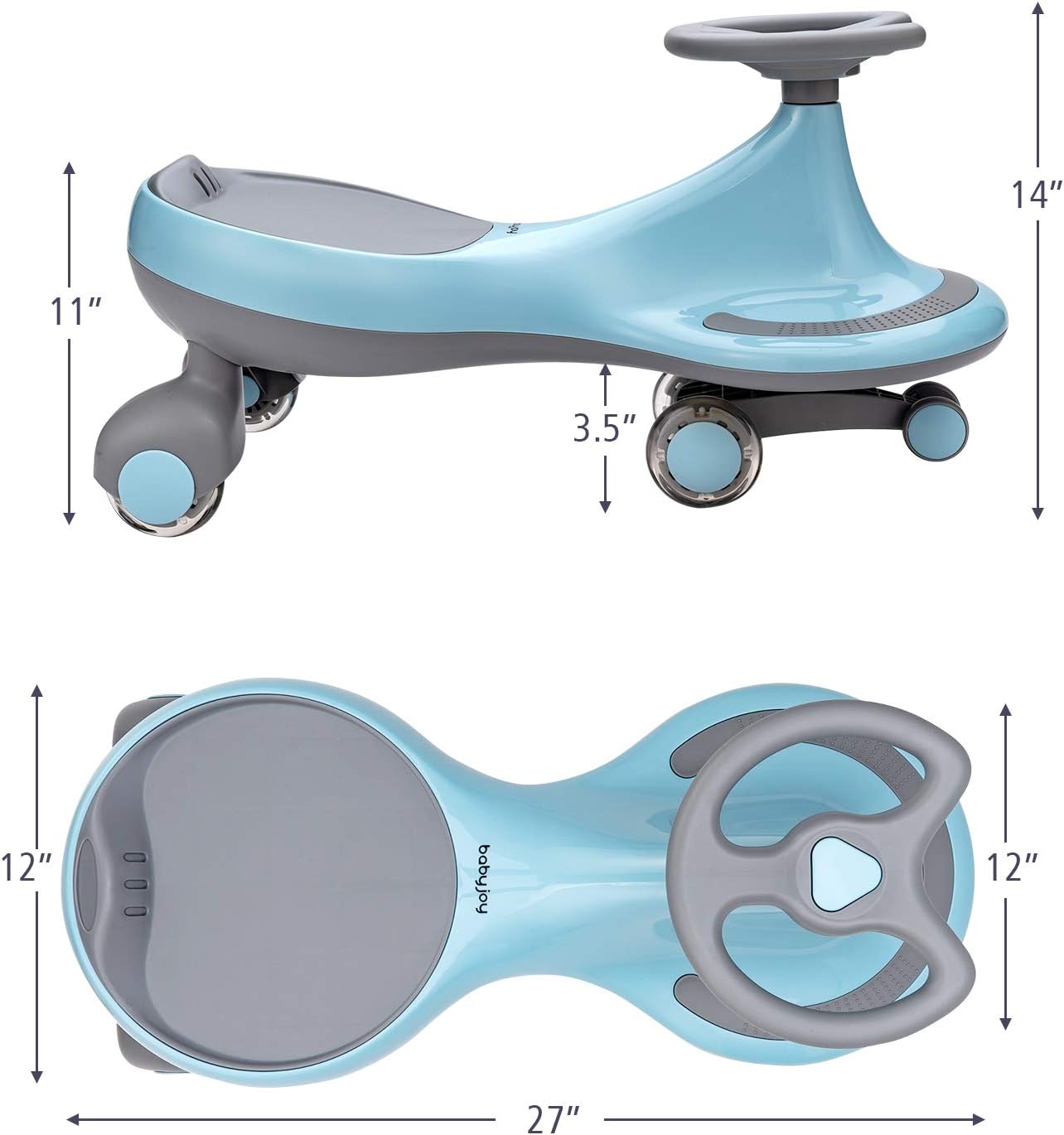 BABY JOY Wiggle Car for Kids, Swing Car with LED Flashing Wheels, No Batteries, Gears or Pedals, Uses Twist, Turn, Wiggle Movement to Steer, Ride-on Toy for Boys Girls 3 Year Old and Up (Blue) - Image 7