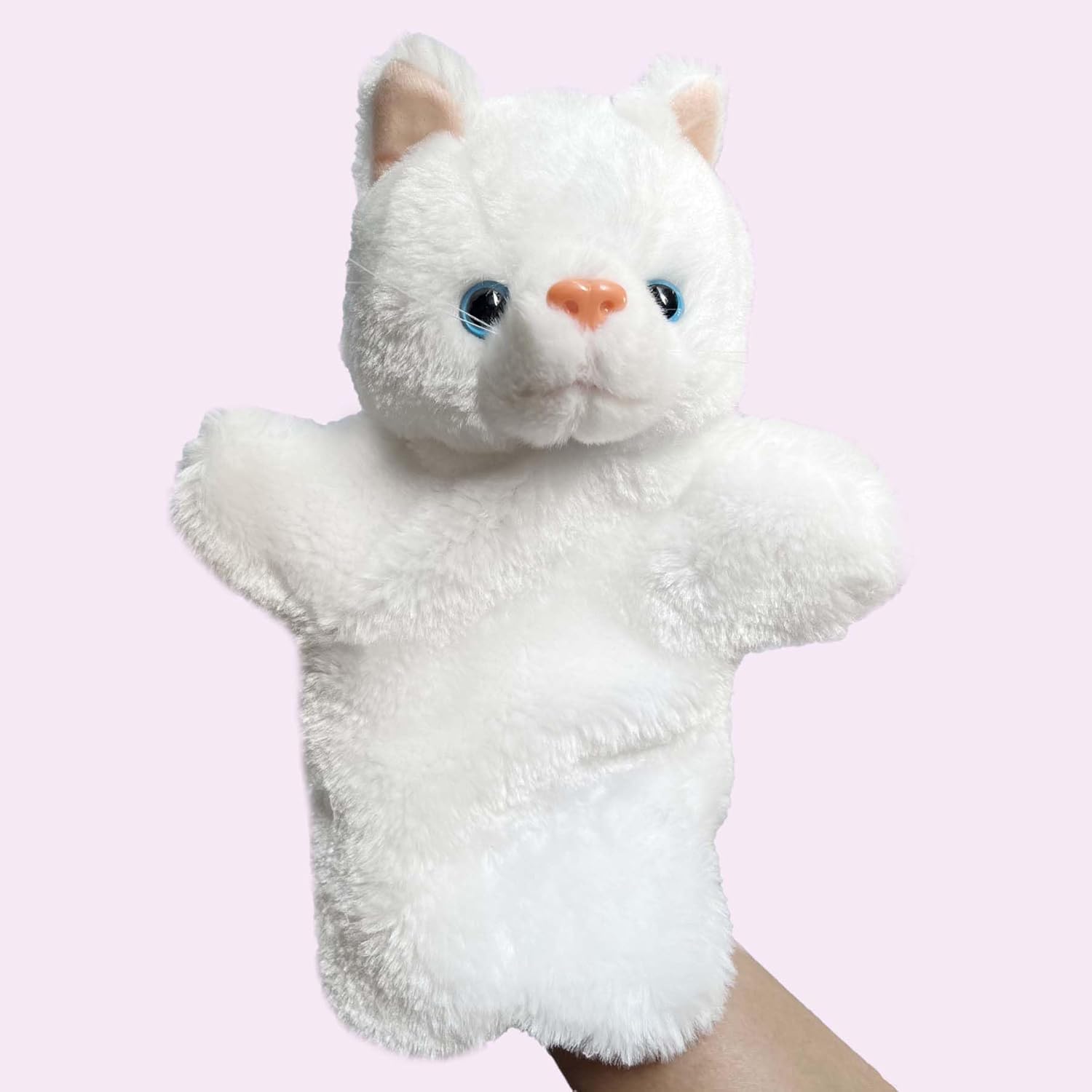 Cat Hand Puppets Kitten Plush Animal Toys Dolls for Kids Imaginative Pretend Play Storytelling White - Image 5