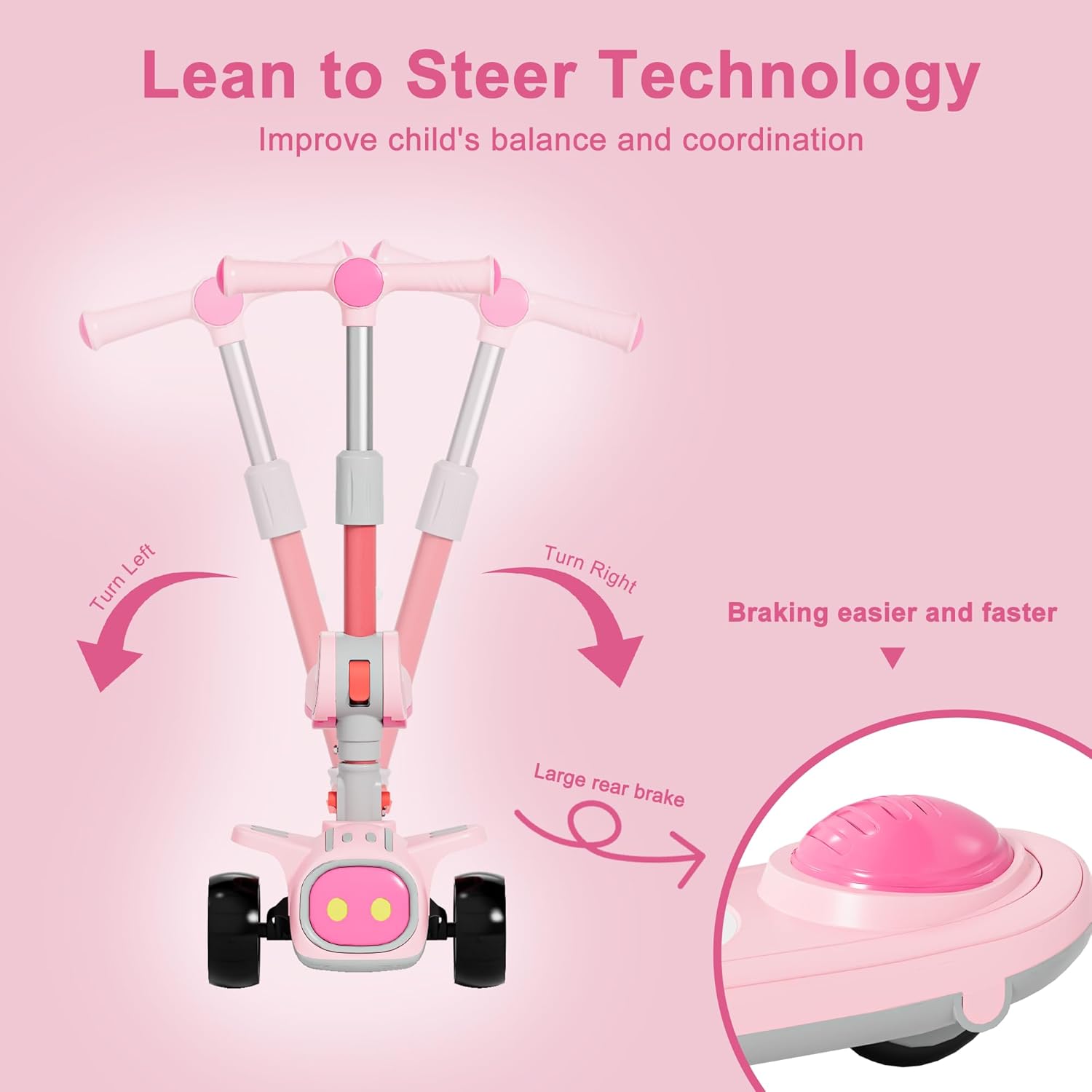 Unbreakable & Never Fall Down 2-in-1 Scooters Kids 3 Wheel Kick Scooter for Boys Girls Ages 3-8, Adjustable Height & Seat, Widened Non-Slip Deck, More Safer for Beginner Toddlers - Image 5