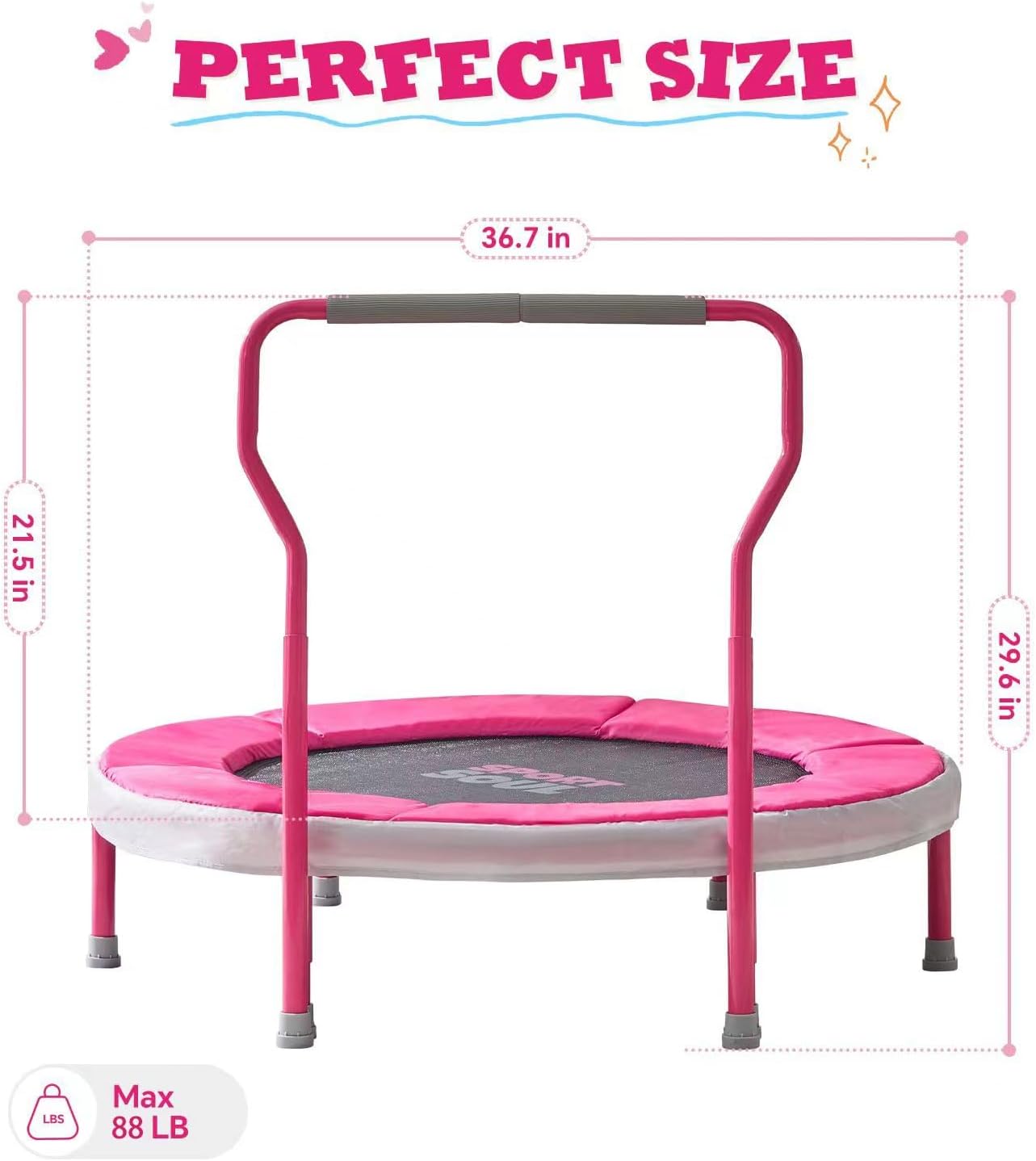 SPORTSOUL Mini Trampoline for Kids 3-6 with Super Safe Foam Handle Bar, 3ft Toddler Trampoline Indoor with No-Gap Cover for Indoor and Outdoor - Image 9