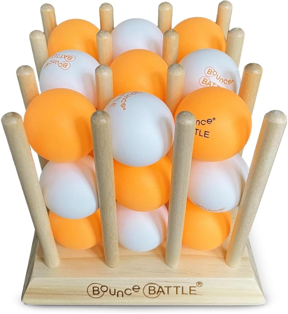 Bounce Battle Wood Edition - Fast-Paced Skill & Strategy Game, Includes 27 Balls & Wooden Cube - Kids 8+