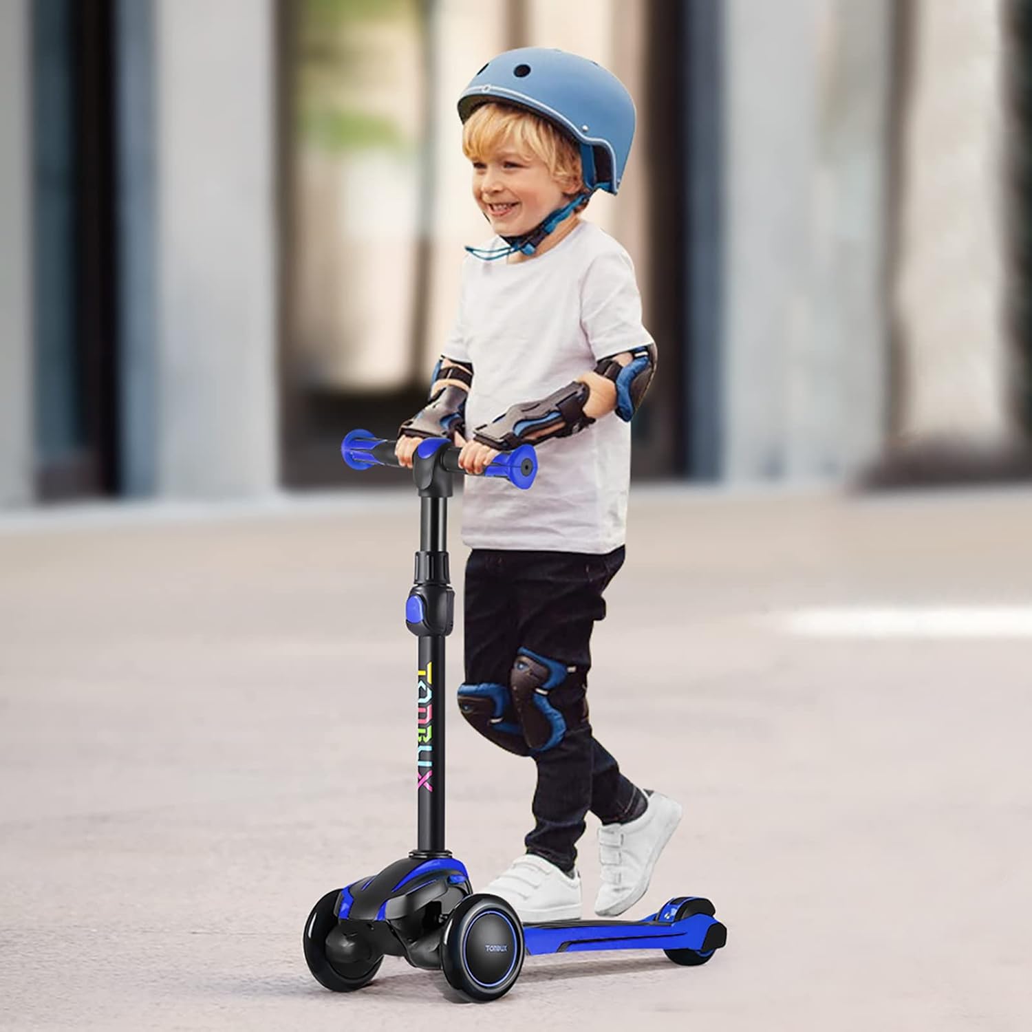 TONBUX Kids Scooter for Age 3-12, Toddler Scooter with 4 Adjustable Heights, Light Up 3-Wheels Scooter, Shock Absorption Design, Lean to Steer, Balance Training Scooter for Kids - Image 4