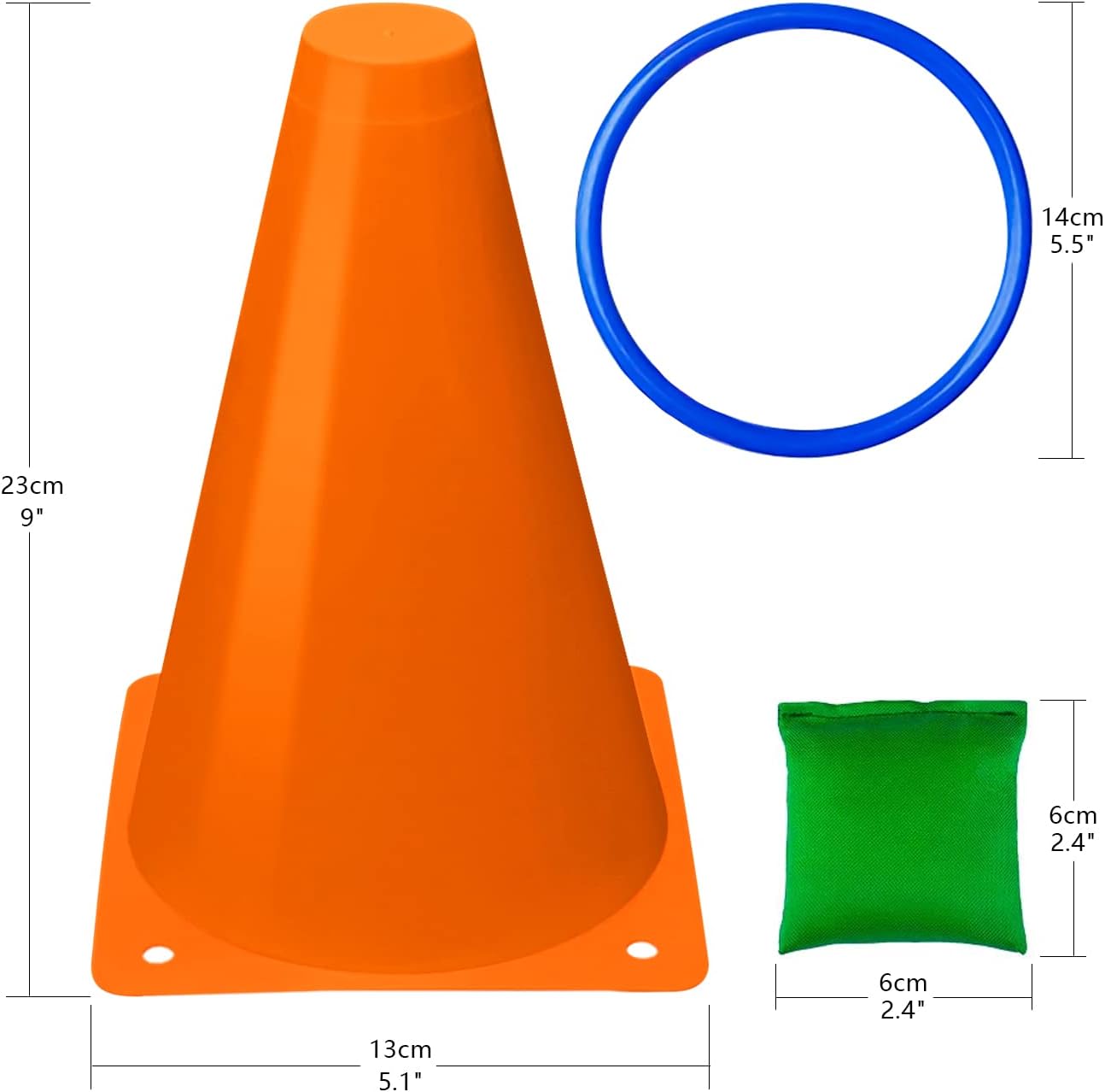 Eocolz 3 in 1 Carnival Games Set, Soft Plastic Cones Bean Bags Ring Toss Games for Kids Birthday Party Outdoor Games Supplies Combo Set - Image 4