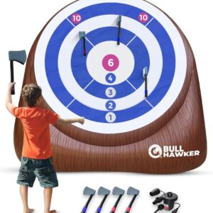Swooc Games® – Bull Hawker™ | Giant Axe Darts with 15+ Games | Axe Throwing Game for Backyard with Air Pump | Large Outdoor Games for Adults and Family | Party Carnival Game | Throwing Yard Fun