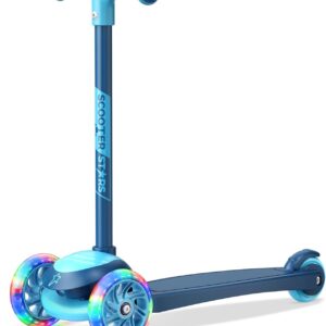 3 Wheel Scooter for Kids, Smooth Light Up LED Front Wheels, Wide Anti Slip Deck, Rear Foot Brake, Easy Lean to Steer Maneuvering, Indoor & Outdoor Ride On Toys for Ages 2 Up,
