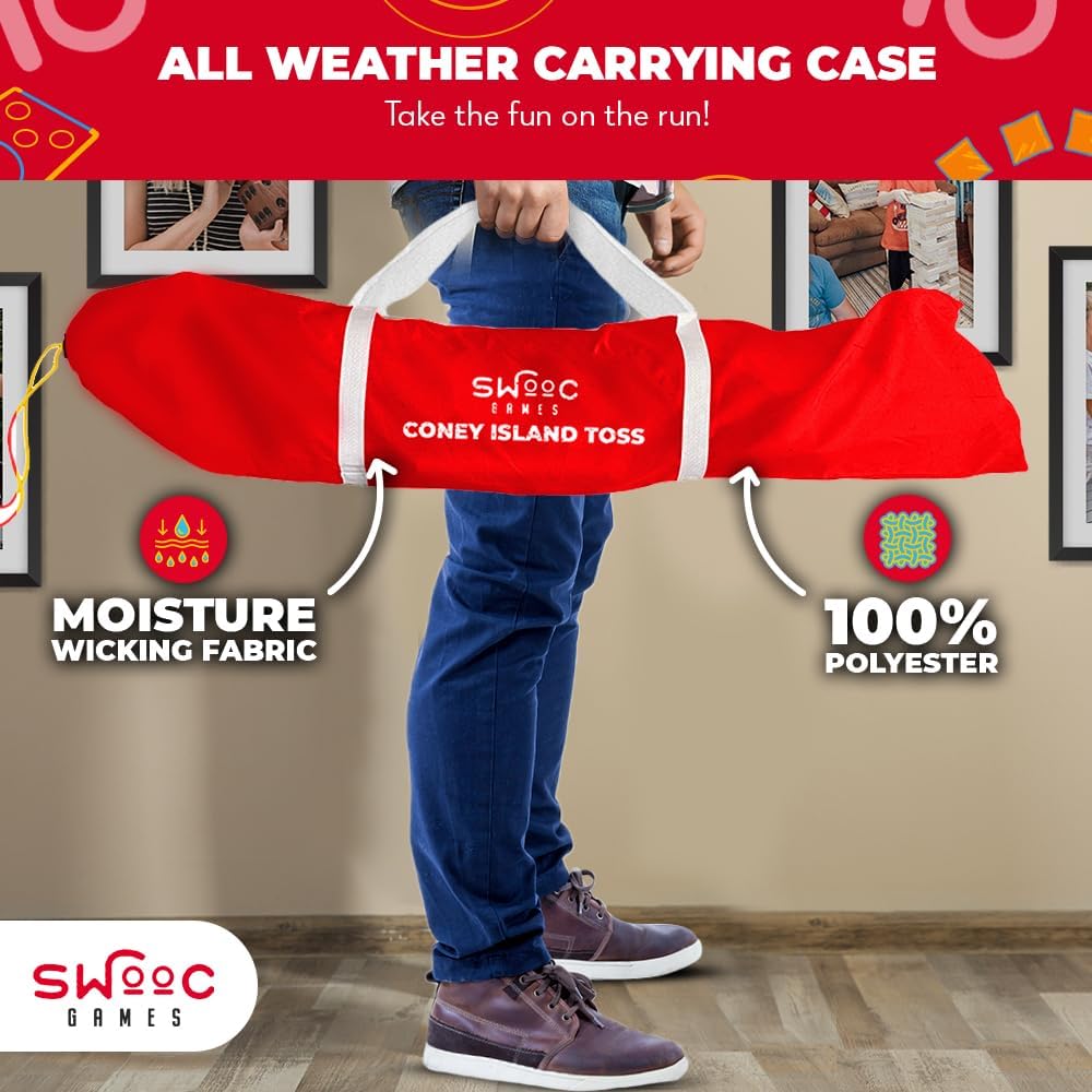 Swooc Games - Coney Island Toss™ - Arcade Style Cornhole Board Set w/Carrying Case & 15+ Games - Corn Hole Games for Adults - Kids Bean Bag Toss Game - Kids Cornhole Set w/Bags - Outdoor Yard Games - Image 6